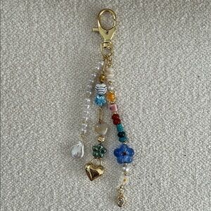 Gold and Multicolor Beaded Keychain
